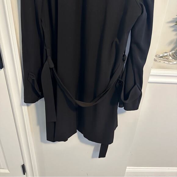 Vintage Lynn Ritchie Black Button Front Trench Jacket 16 - Picture 5 of 11